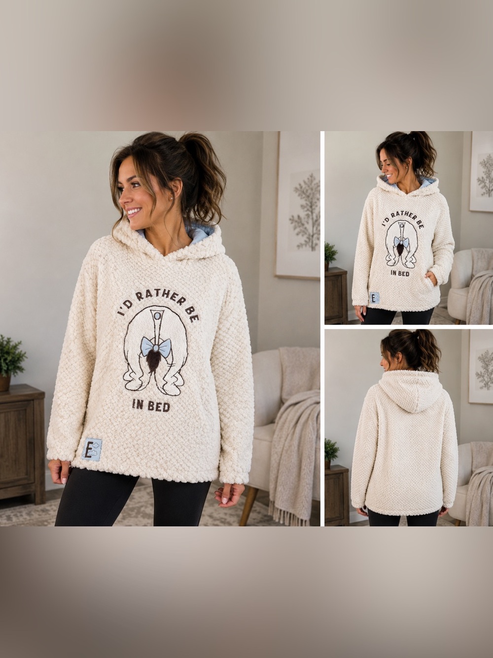 Disney Eeyore Sherpa Hoodie Pullover M I’d Rather Be In Bed Cozy Plush